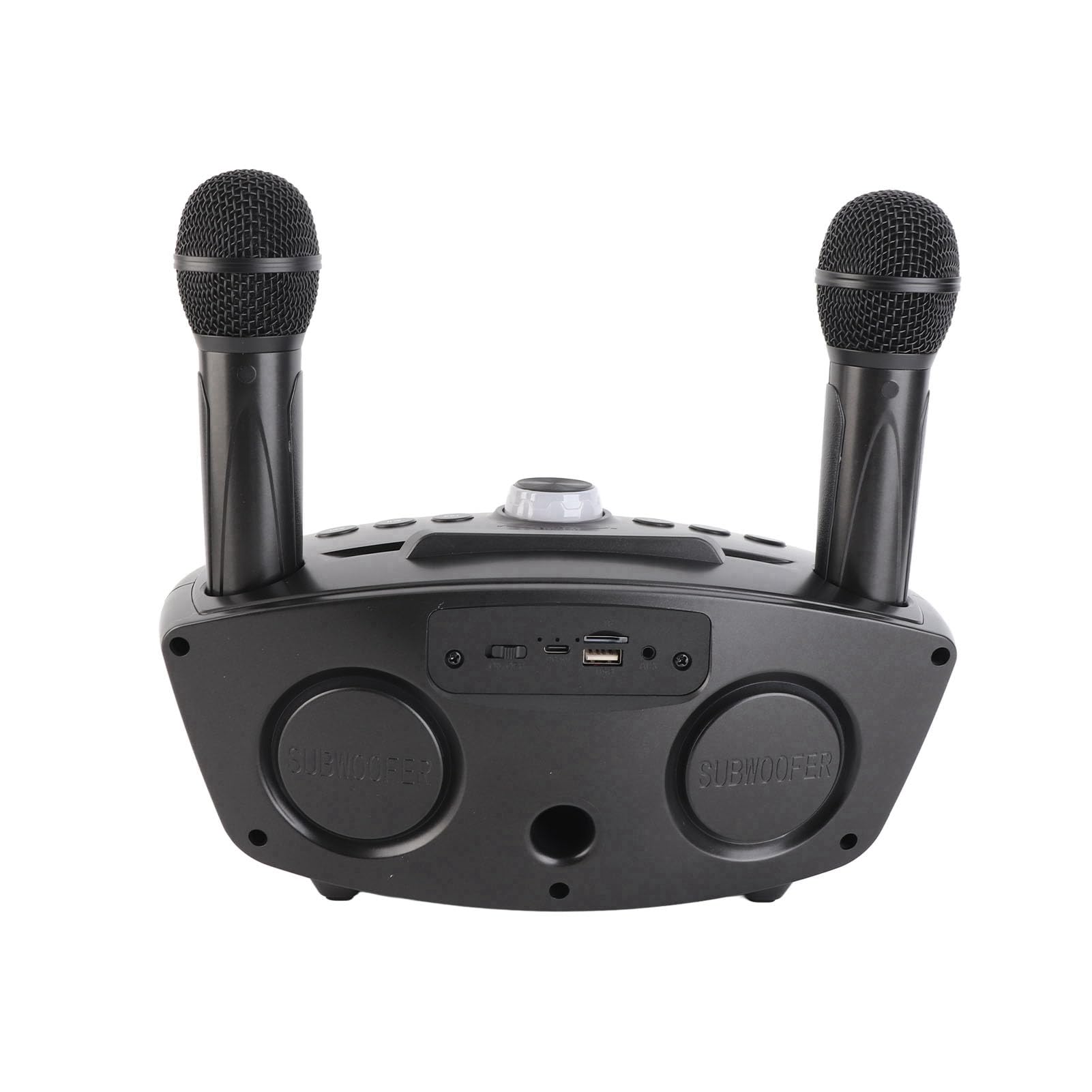 Altoparlante Bluetooth per Karaoke Domestico con 2 Microfoni per Intrattenimento Familiare e Feste, Bluetooth Wireless e AUX Supportati, Batteria da 3000 MAh (Nera)