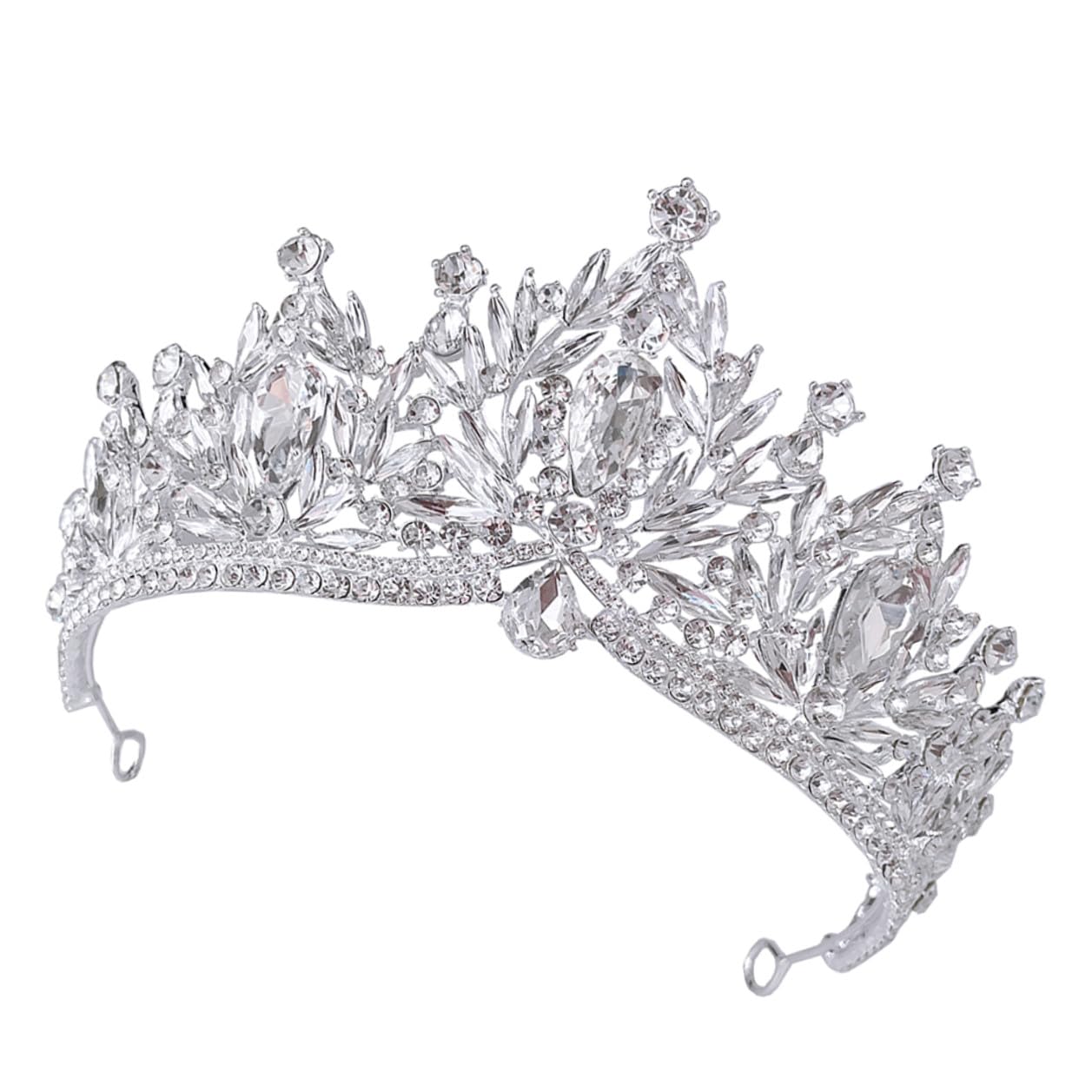 Tiara de Novia Plateada Gemas de Imitación Accesorio Cabello para Mujer y Niñas Nupcial Elegante para Bodas Graduaciones y Cumpleaños