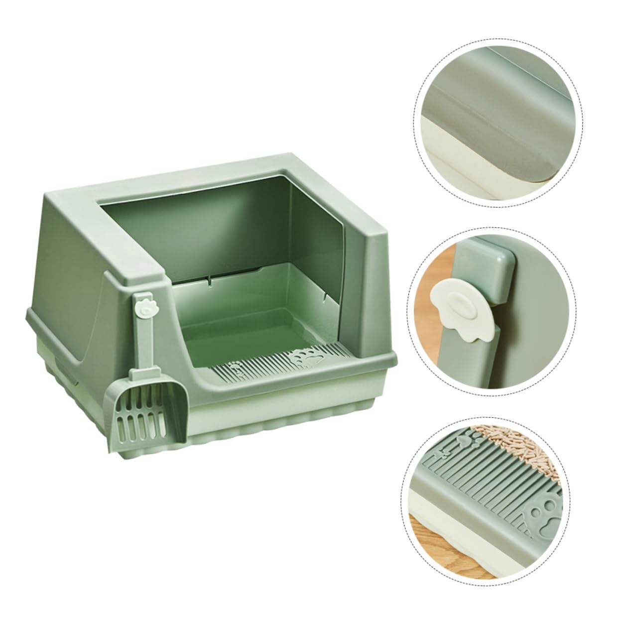 Supvox Halbgeschlossene Katzentoilette Für Haustiere Aus Pp-material Anti-spritz-design Großzügiger Raum Für Katzen Und Kätzchen Für Töpfchentraining Und Streu-container