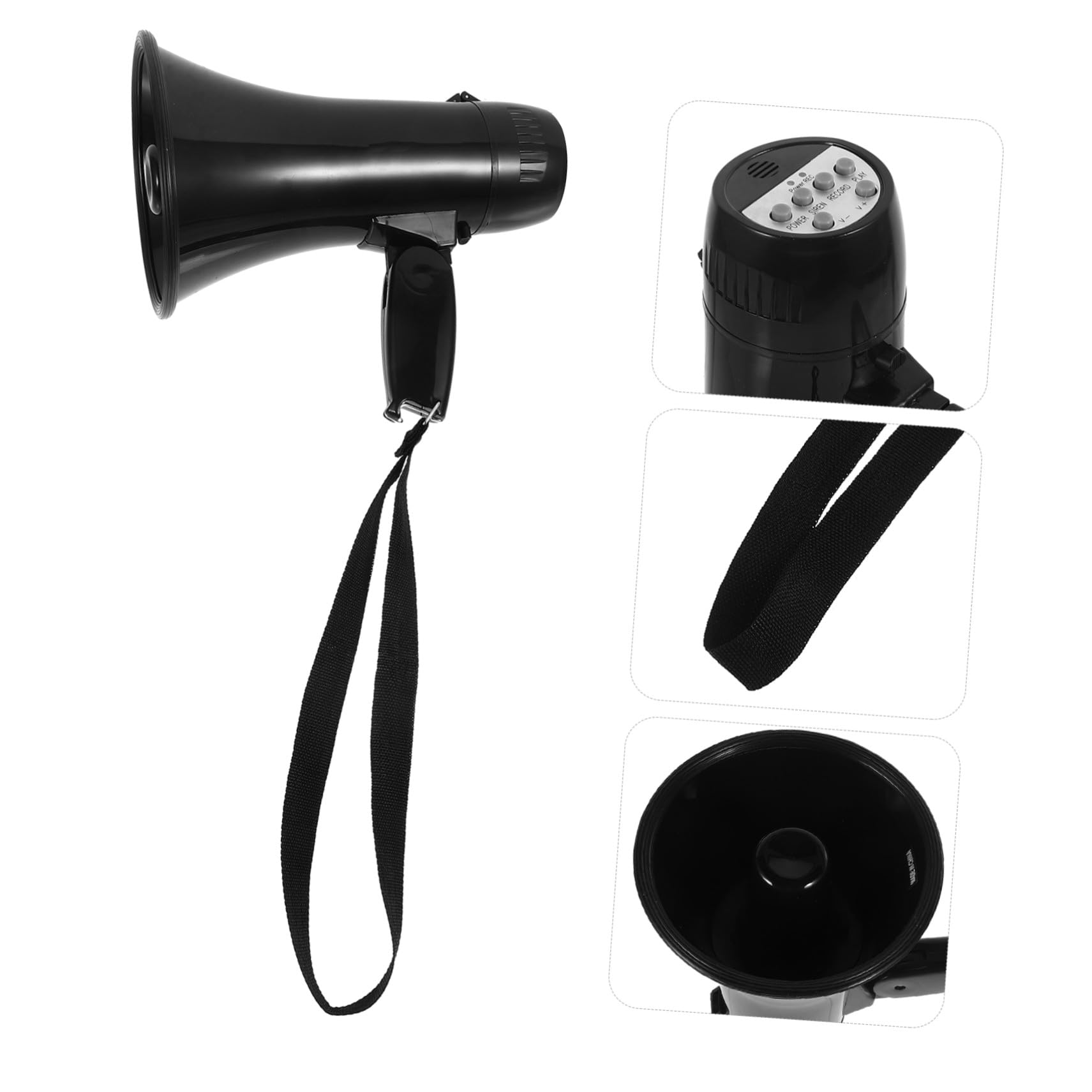 GALPADA Megáfono Portátil de 25w Reproducción de Mensajes y Grabación de 240 Segundos, Material Abs, Negro, Adecuado para Animar en Fiestas y Eventos Deportivos