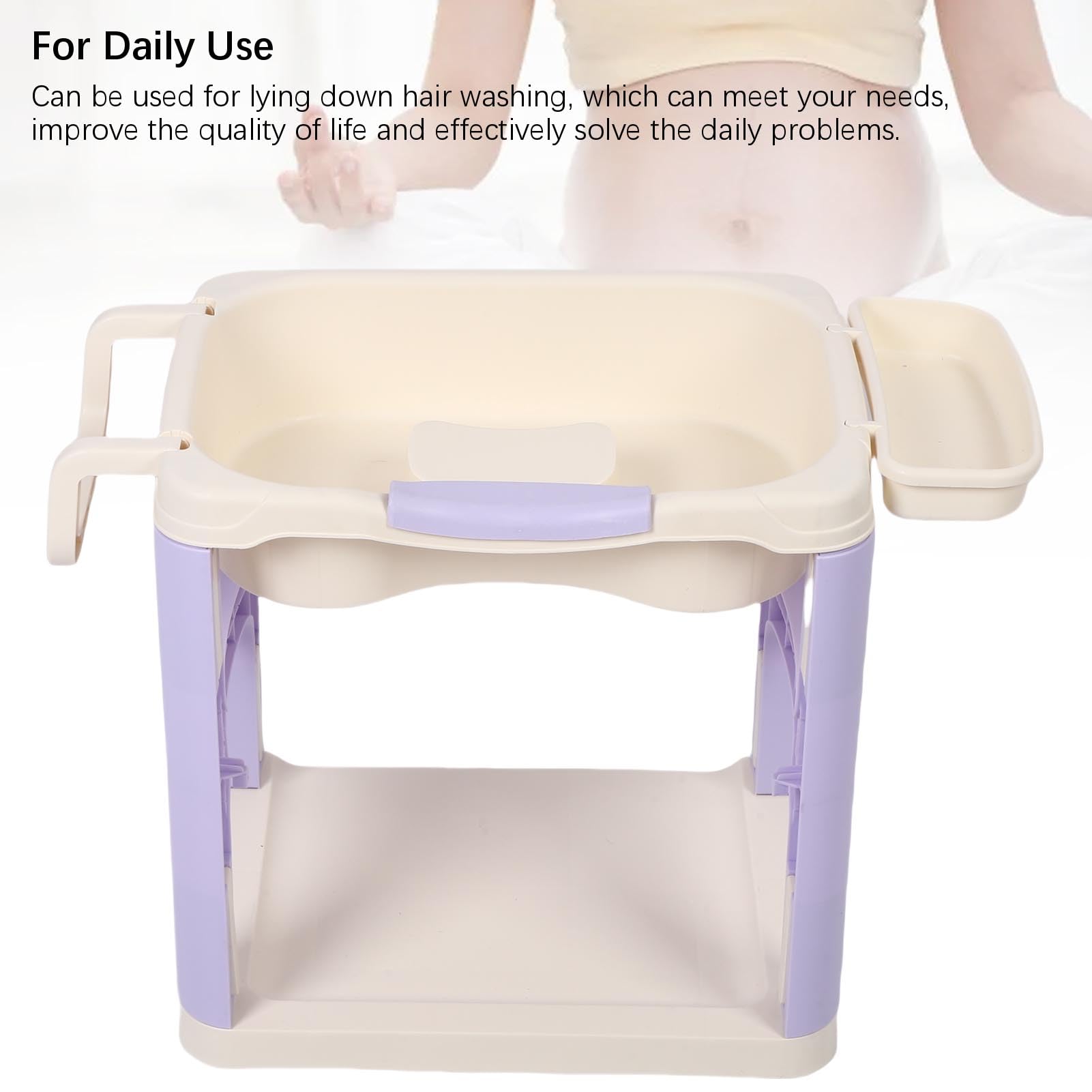 Hair Washing Basin Stand for Bedridden, Portable Shampoo Bowl and Basin Rack at Home for the Elderly, Pregnant Woman Lying Down Shampoo Hair Washing Stand Tray (Purple)