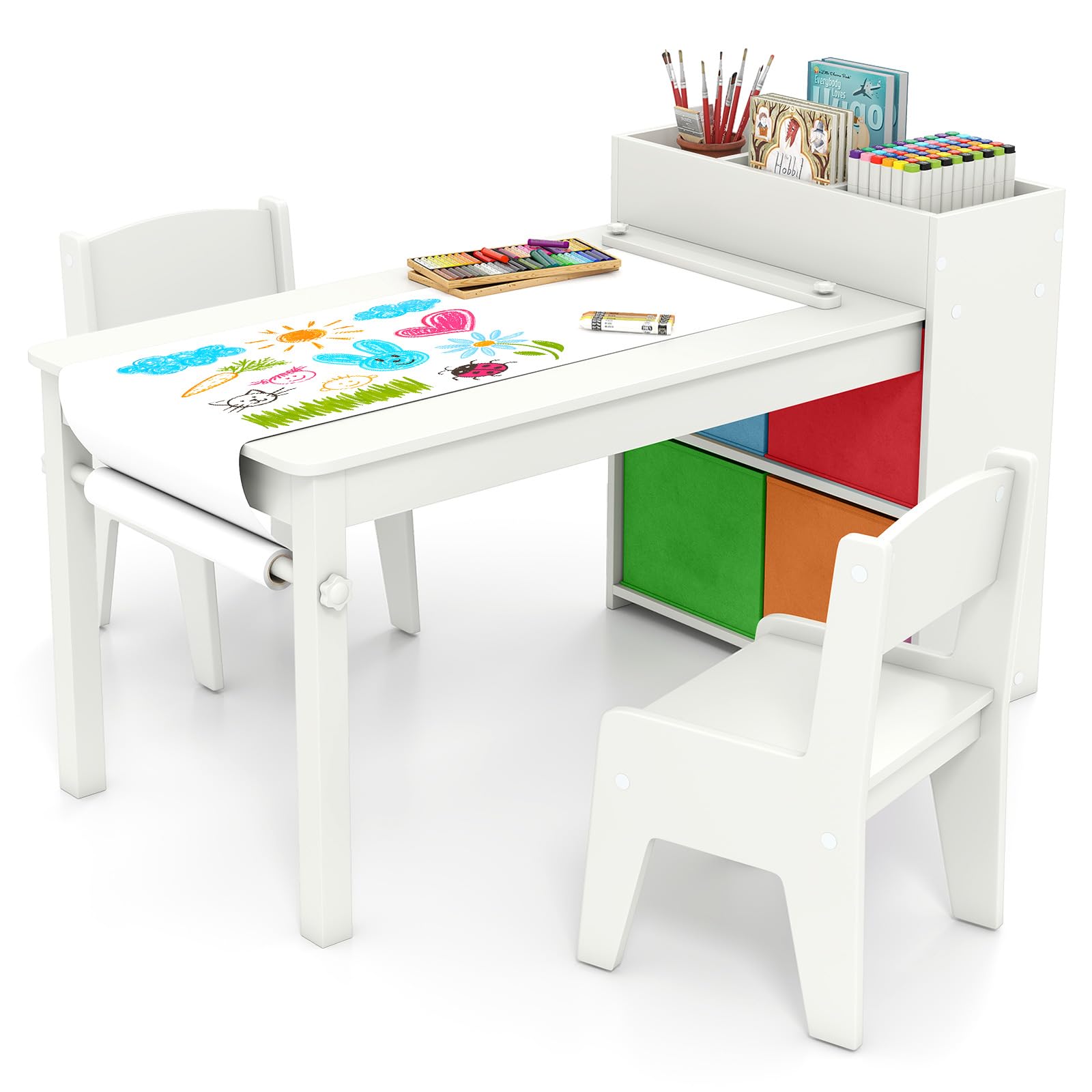 Amazon.com: Costzon Kids Table and Chairs, 3 in 1 Wooden Art