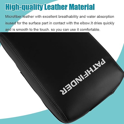 Miniatura 4 de LEXLEY Funda protectora de piel antiarañazos impermeable para reposabrazos de consola central para Nissan Pathfinder, costuras negras 2022 2023 2024