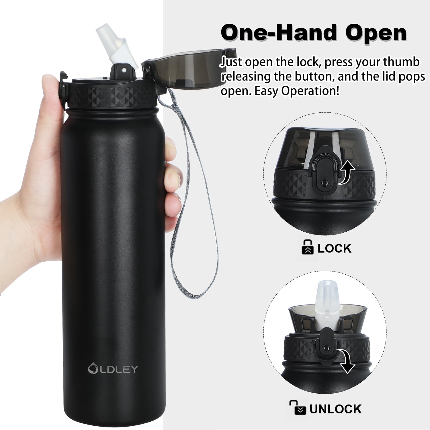 24 hour cold water bottle with straw EcoVessel - Insulated Straw Water Bottle main image 0