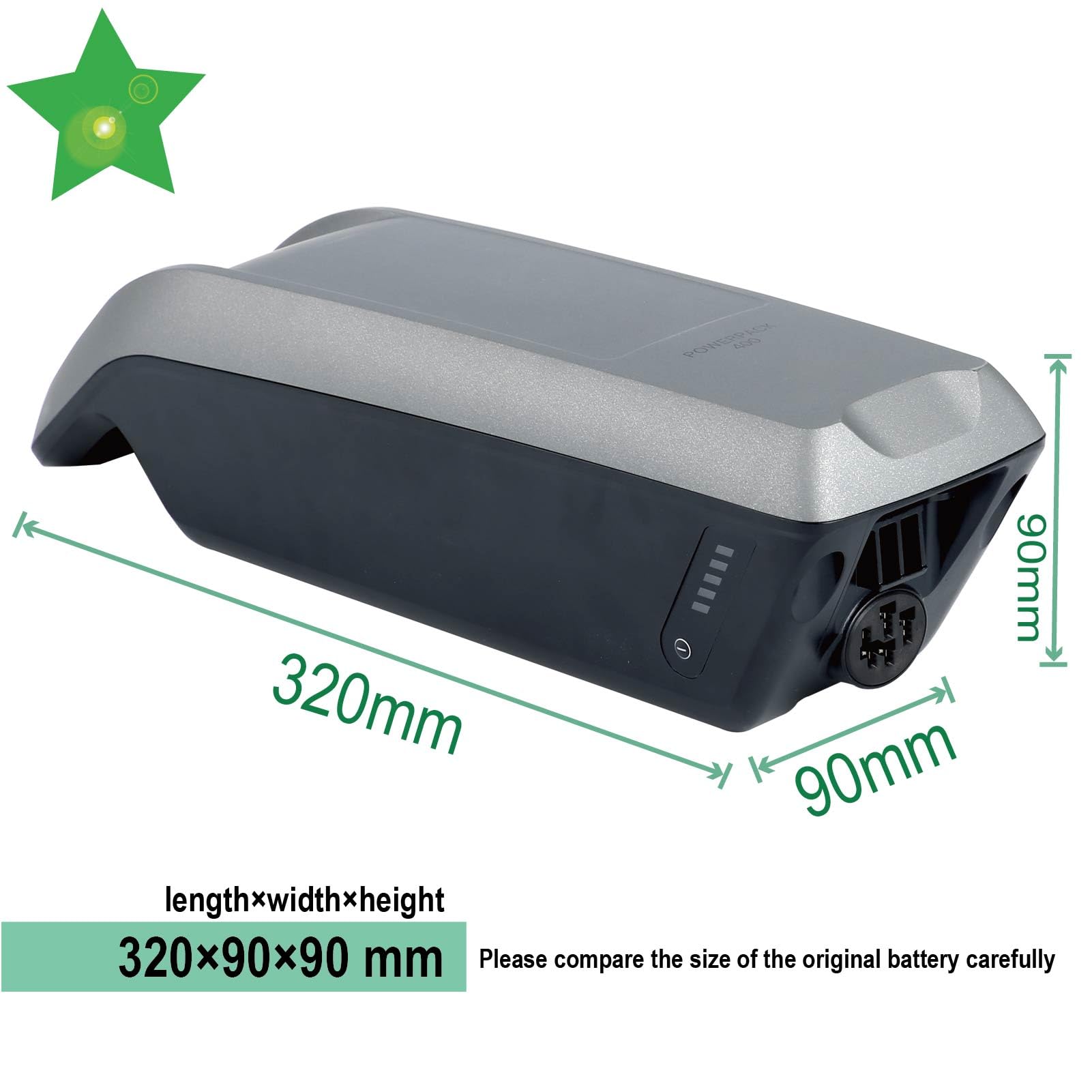 Batteria per e-Bike 36 V 12 Ah agli ioni di litio, sostitutiva per Bosch PowerPack 400, sistema Smart Frame