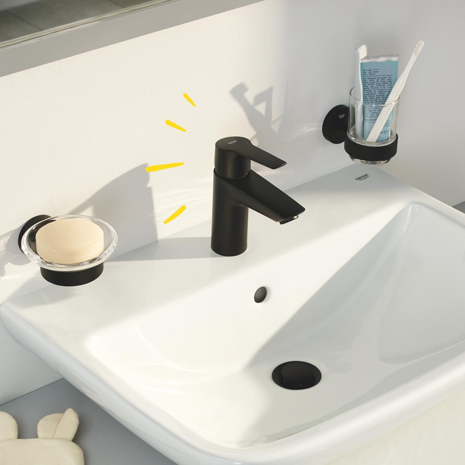 GROHE Start Monomando de lavabo 1/2" Tamaño S QuickFix (Ahorro agua), Negro mate 235502432