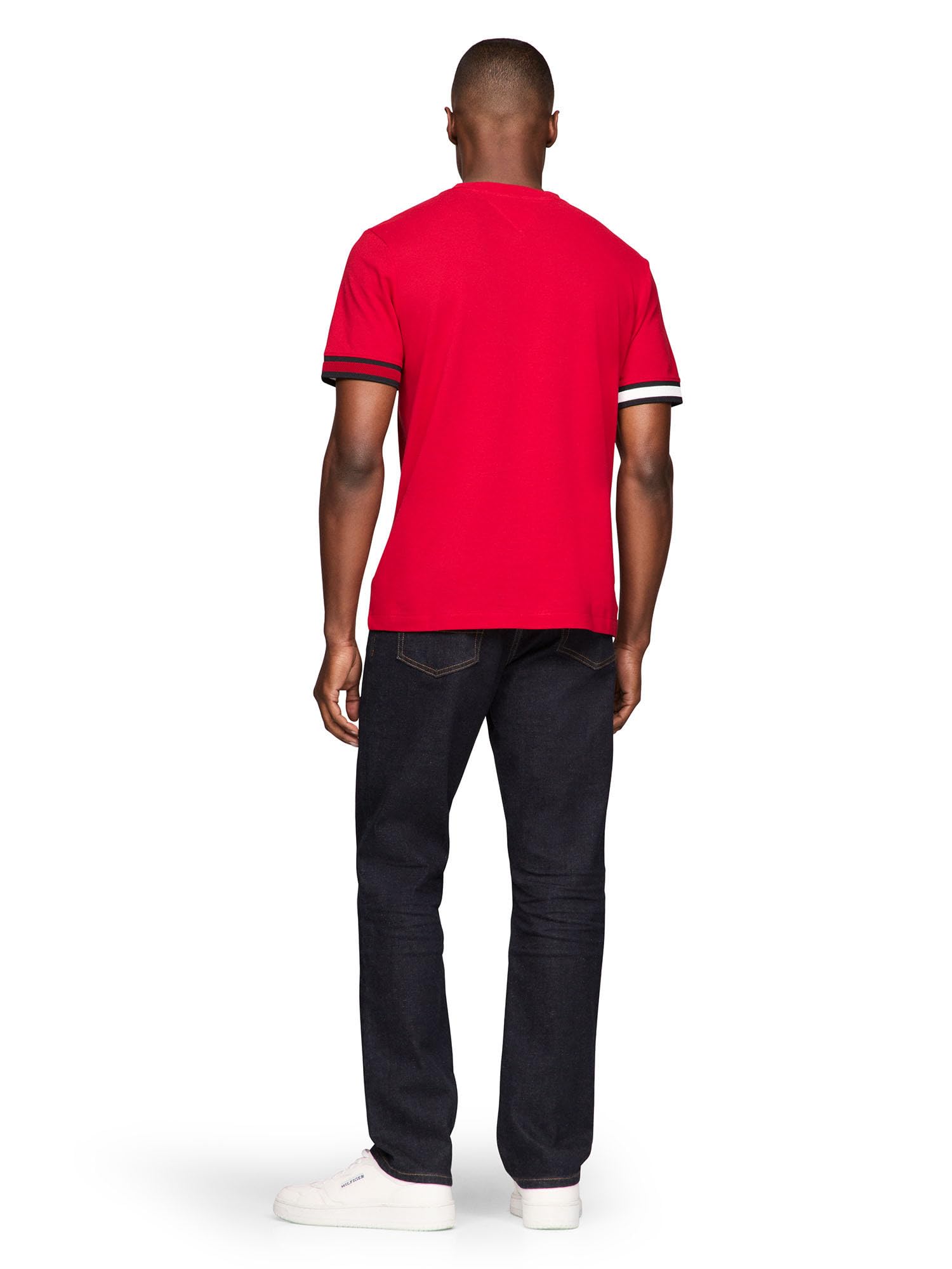 Tommy Hilfiger Short Sleeve Breathable Cotton T-Shirts with Cuff Design Camiseta de Manga Corta de algodón Transpirable con diseño de puños Hombre