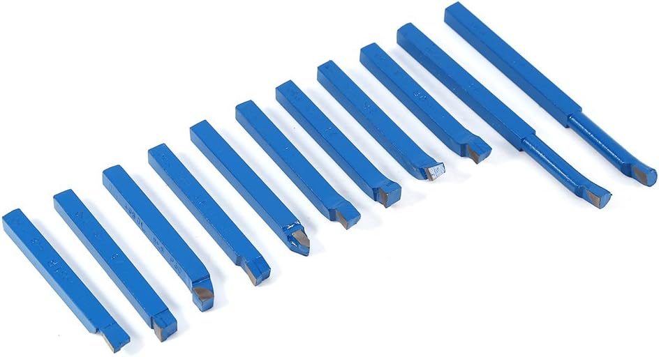 11Pcs 8x8mm Lathe Tools Set, Carbide Tipped Turning Tools, High Hardness Milling Cutting Grooving Tools for General Semi Automatic Automatic Lathes, Durable Machine Tool Parts
