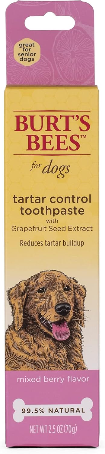 Burt's Bees for Dogs Tartar Control Toothpaste for Dogs with Grapefruit Seed Extract | 99.5% Natural Dog Toothpaste for Tartar Control in Mixed Berry Flavor | Tartar Control Dog Toothpaste, 2.5 Oz : Everything Else