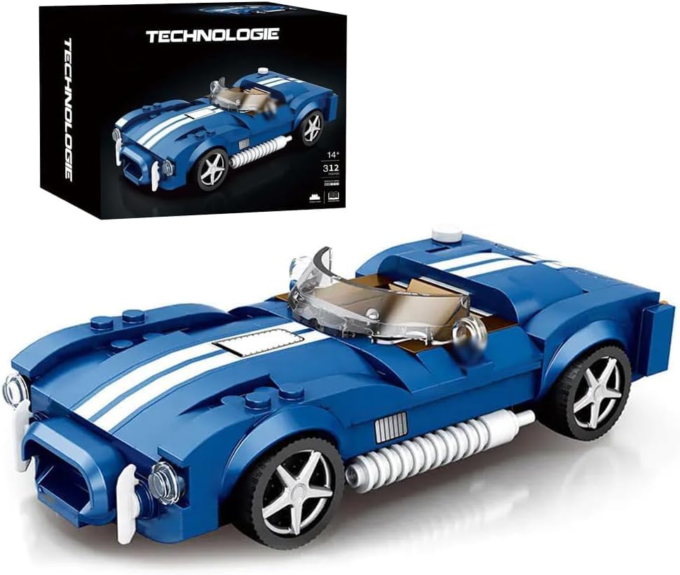 Technology Sports Car Building Kit for Shelby Cobra S, 312 Racing Model Building Blocks Sets, MOC Super Car Vehicle Construction Toys Gifts for Kids Adults