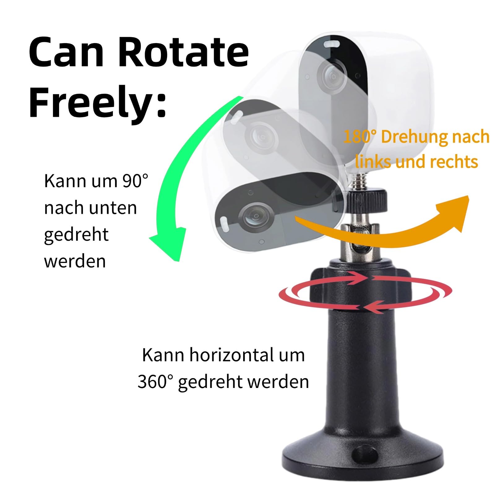 3 Stück Kamera Wandhalterung, Wandhalterung Kamera, Verstellbare Sicherheitskamera Halterung, 360 Degree Drehbar, Kompatibel mit Arlo Pro, Blink, CCTV, Schwarz