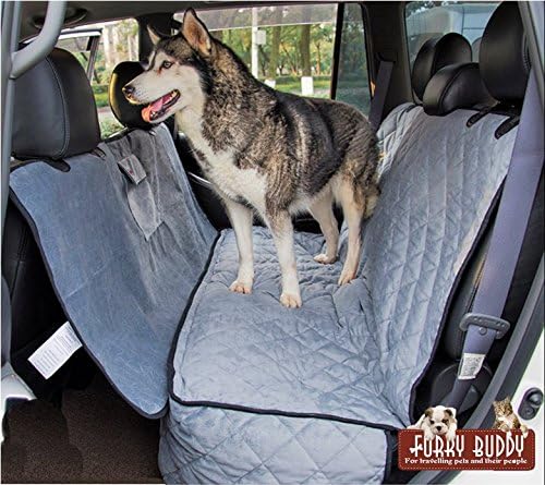 Supreme Car Seat Covers for Dogs by Furry Buddy. Waterproof Quilted Microfiber Dog Seat Cover with Zippered Barrier - Designed in USA