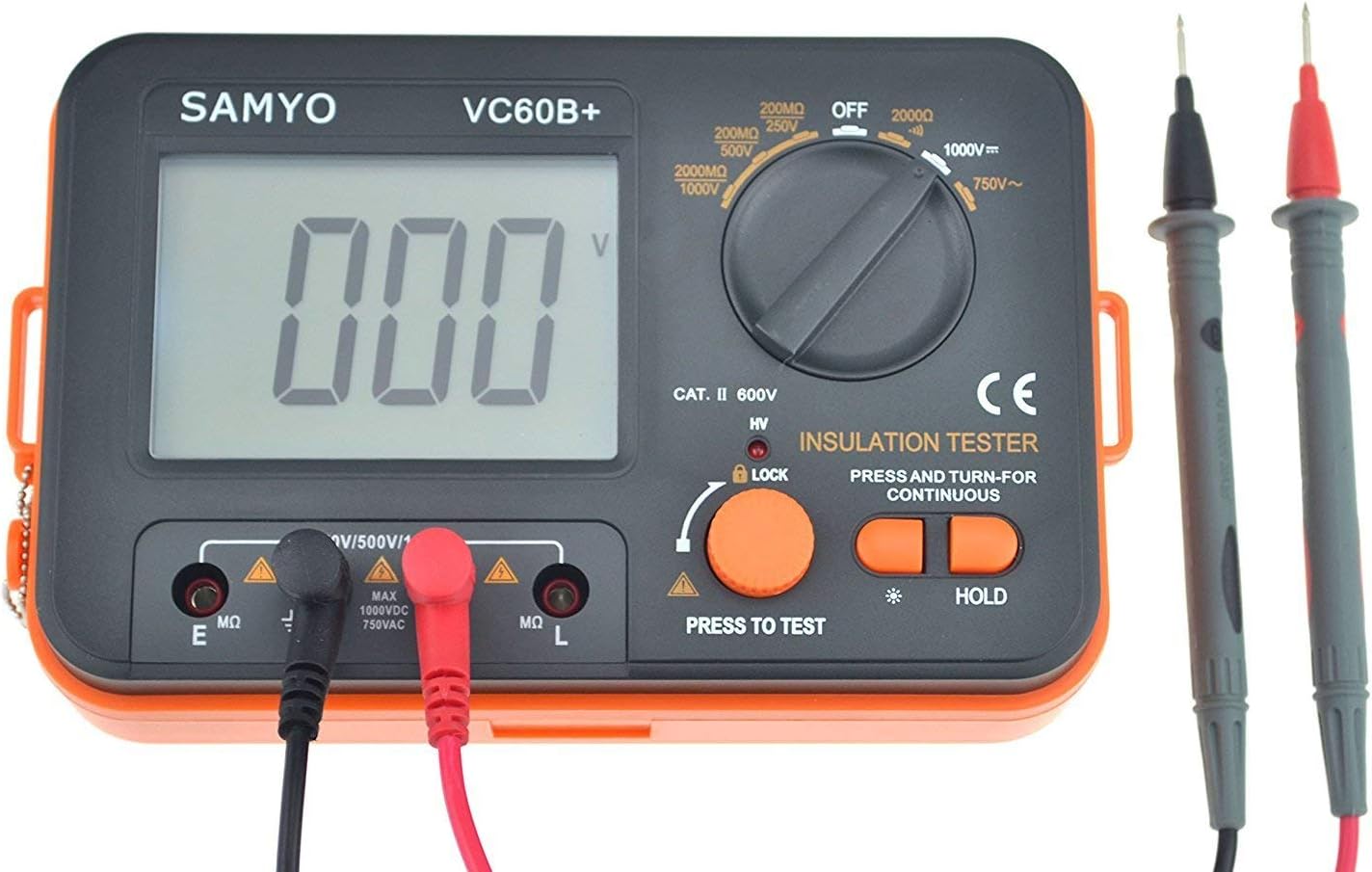 VC60B+ Digital Insulation Resistance Tester DCV ACV Meter Megohmmeter Megohm with Test Lead