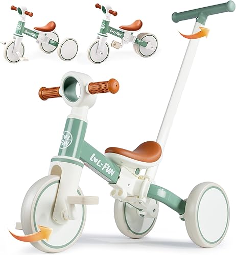 LOL-FUN Triciclos 5 en 1 para niños de 1 a 3 años, juguete para niños y niñas, bicicleta de equilibrio para bebés de 1 año, regalo para niños con