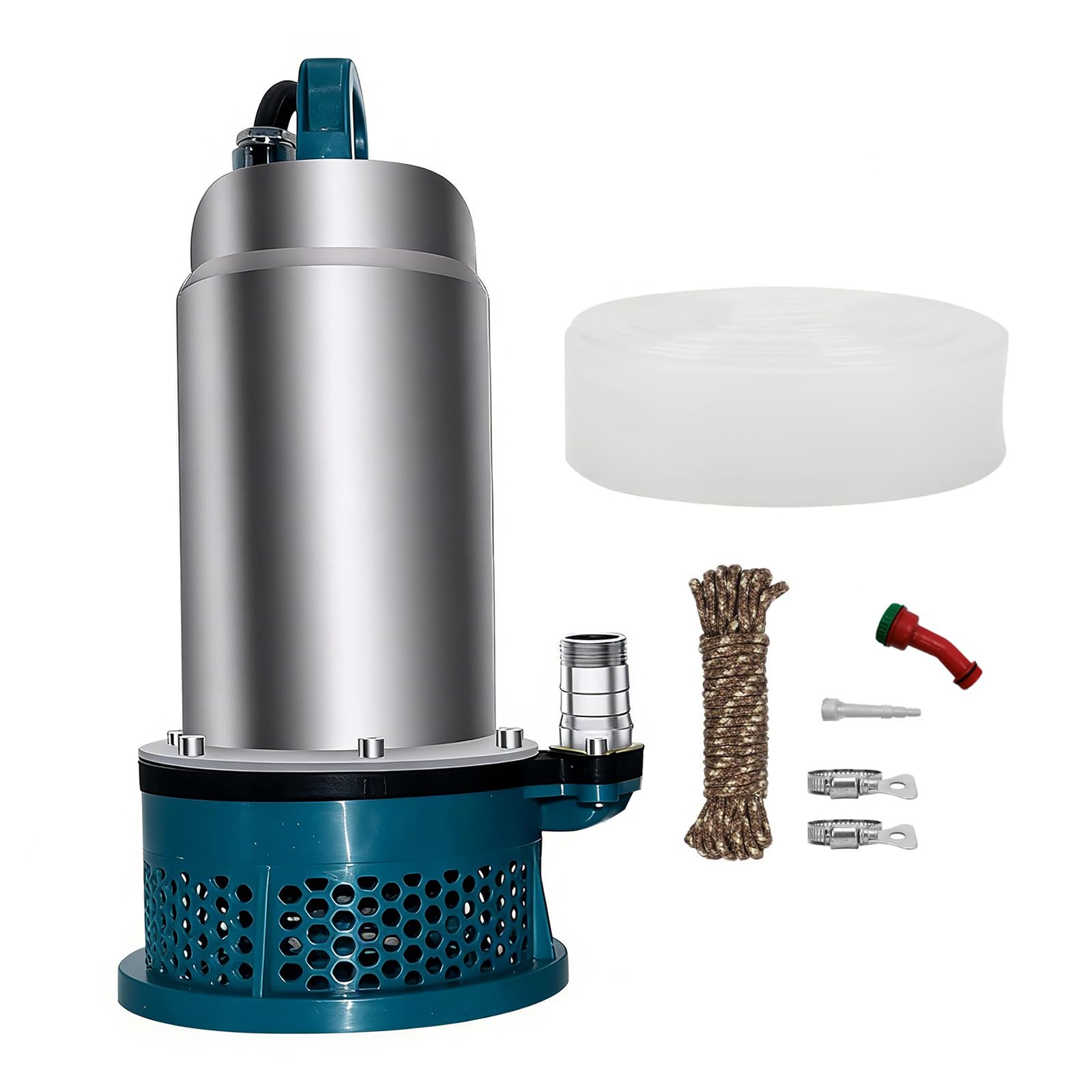 Pompe submersible compatible avec Makita batterie 18V, pompe à eau sans fil avec câble de connexion de 5 m, hauteur de refoulement de 16 m, moteur sans balais (batteries et chargeur non inclus)