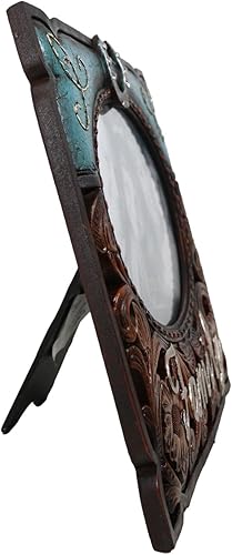 Miniatura 6 de Ebros Gift Rustic Western Family - Marco de fotos de piel sintética turquesa y resina de madera tallada, 7 x 5 pulgadas, con caballete trasero,