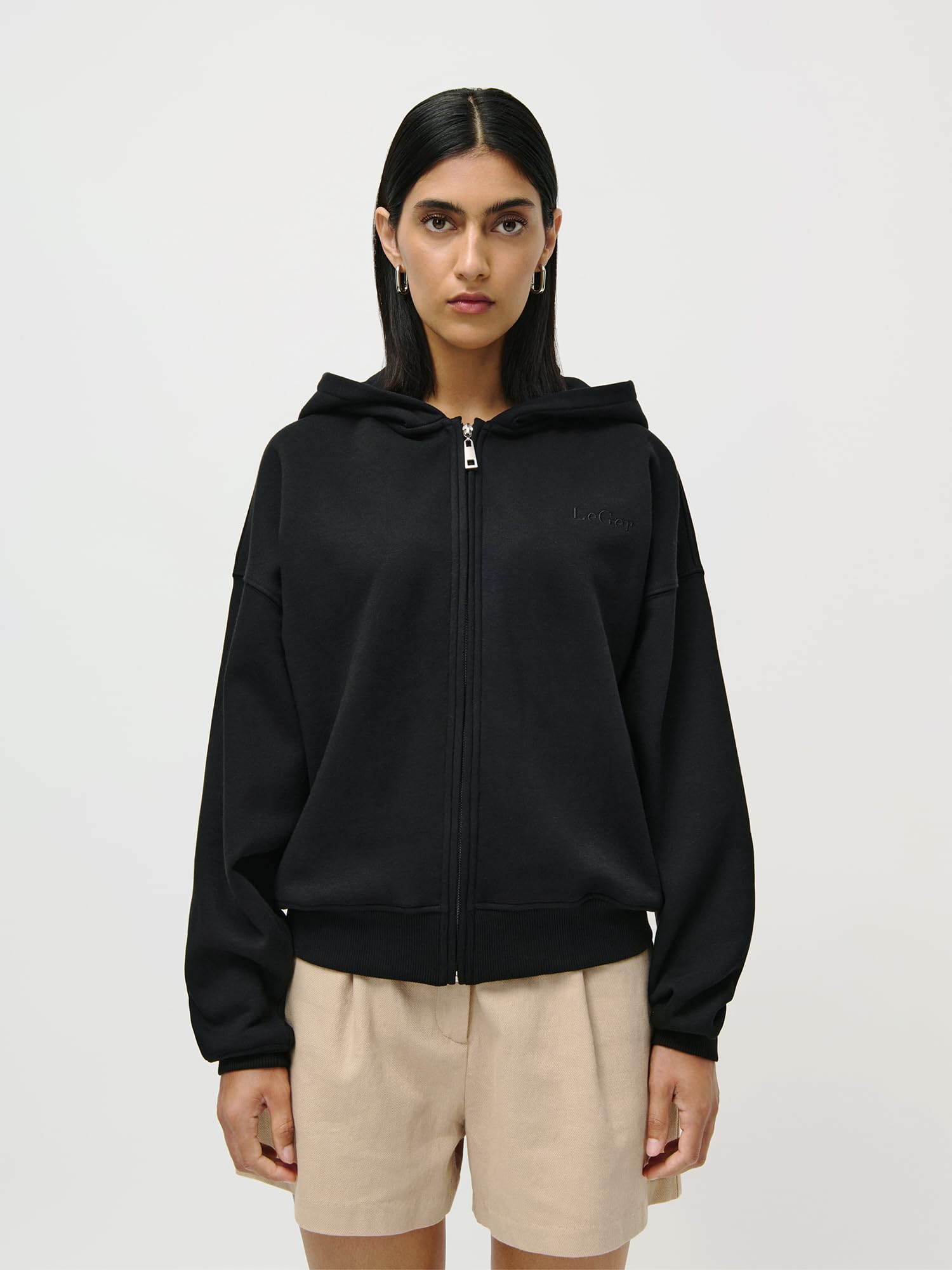 LeGer Fenna Sweatjacke - Jacke Damen mit Reißverschluss - Oversized Passform - Kapuzenjacke aus Baumwolle - Mode für Damen - by Lena Gercke - Gr. 34-44