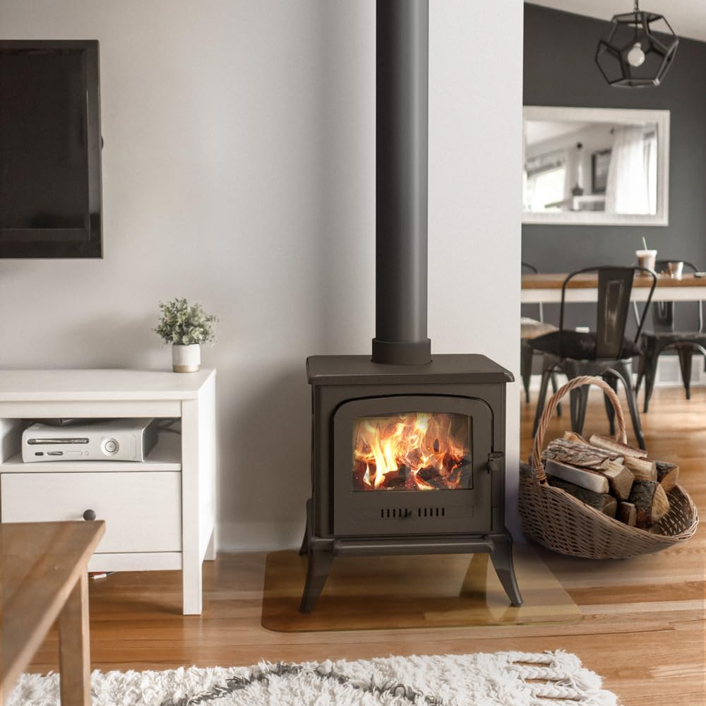 KRATKI Stufa a legna in ghisa KOZA K7 5kW Ø130mm - riscaldamento efficiente gamma di potenza 3-8kW, Stufa in ghisa ECO-DESIGN Stufe Classe di efficienza energetica A con Guanti termoresistenti inclusi