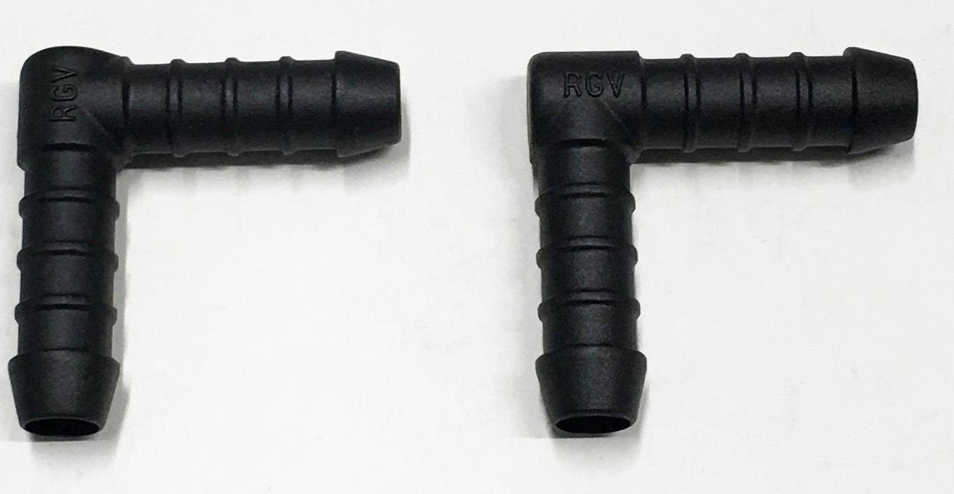 Black Two 8Mm Elbow Plastic Barbed Connector Pipe Hose Joiner Tubing Air Fuel Piece