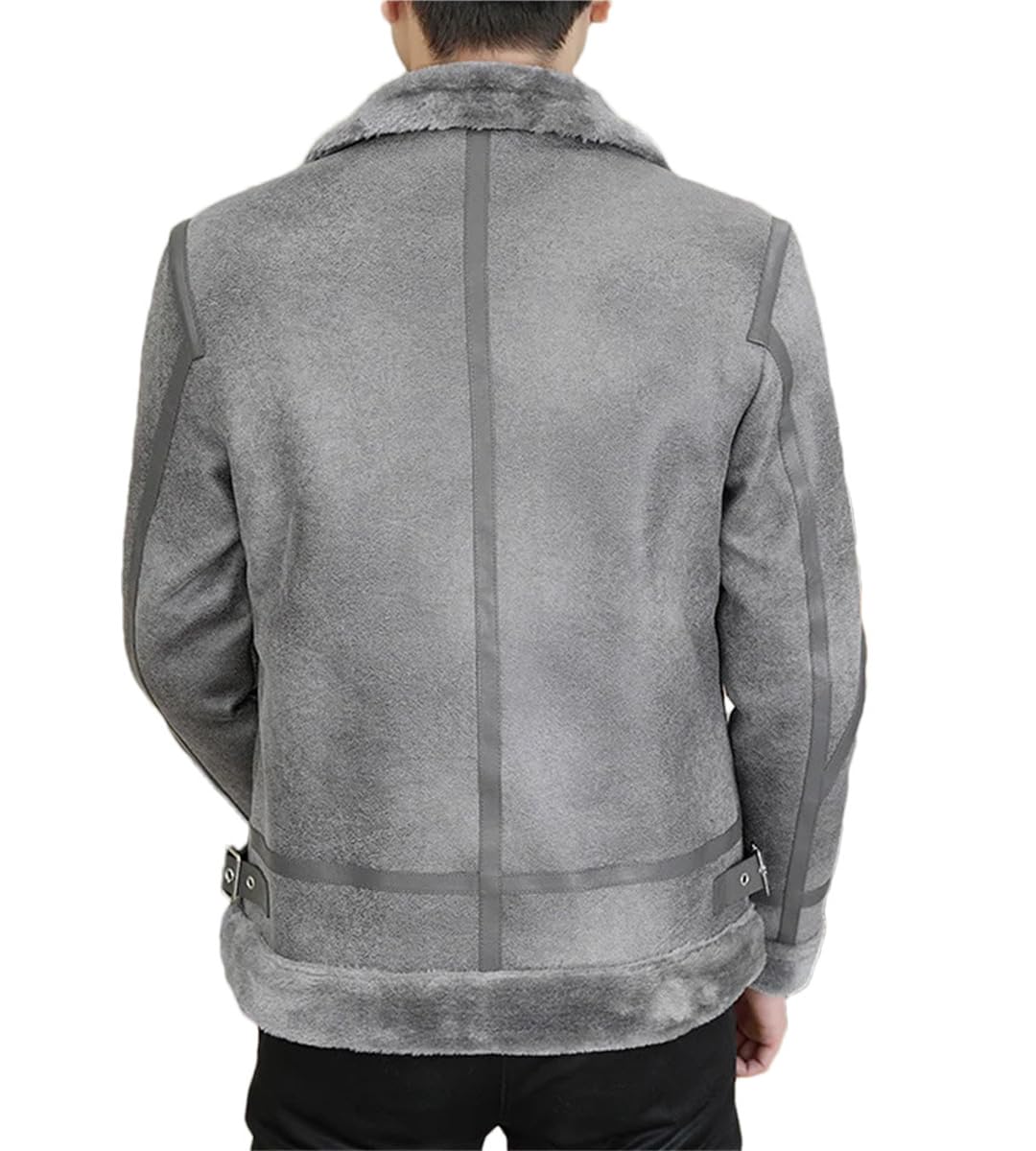 Veste décontractée et sociale en cuir gris pour sorties d'hiver