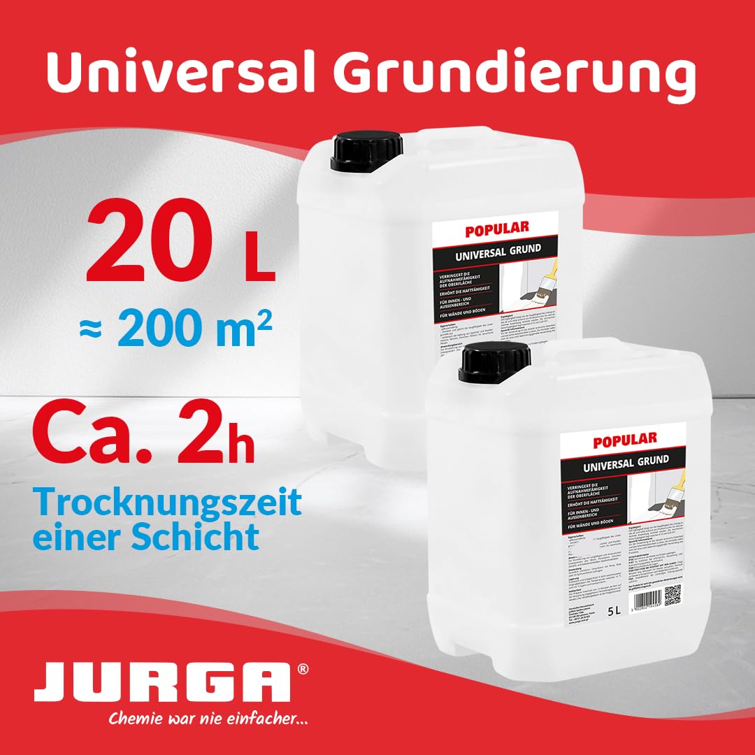 JURGA Universal Grund Popular (20L≈100m² bis 200m²) Grundierung für Wand & Boden (2x 10l)