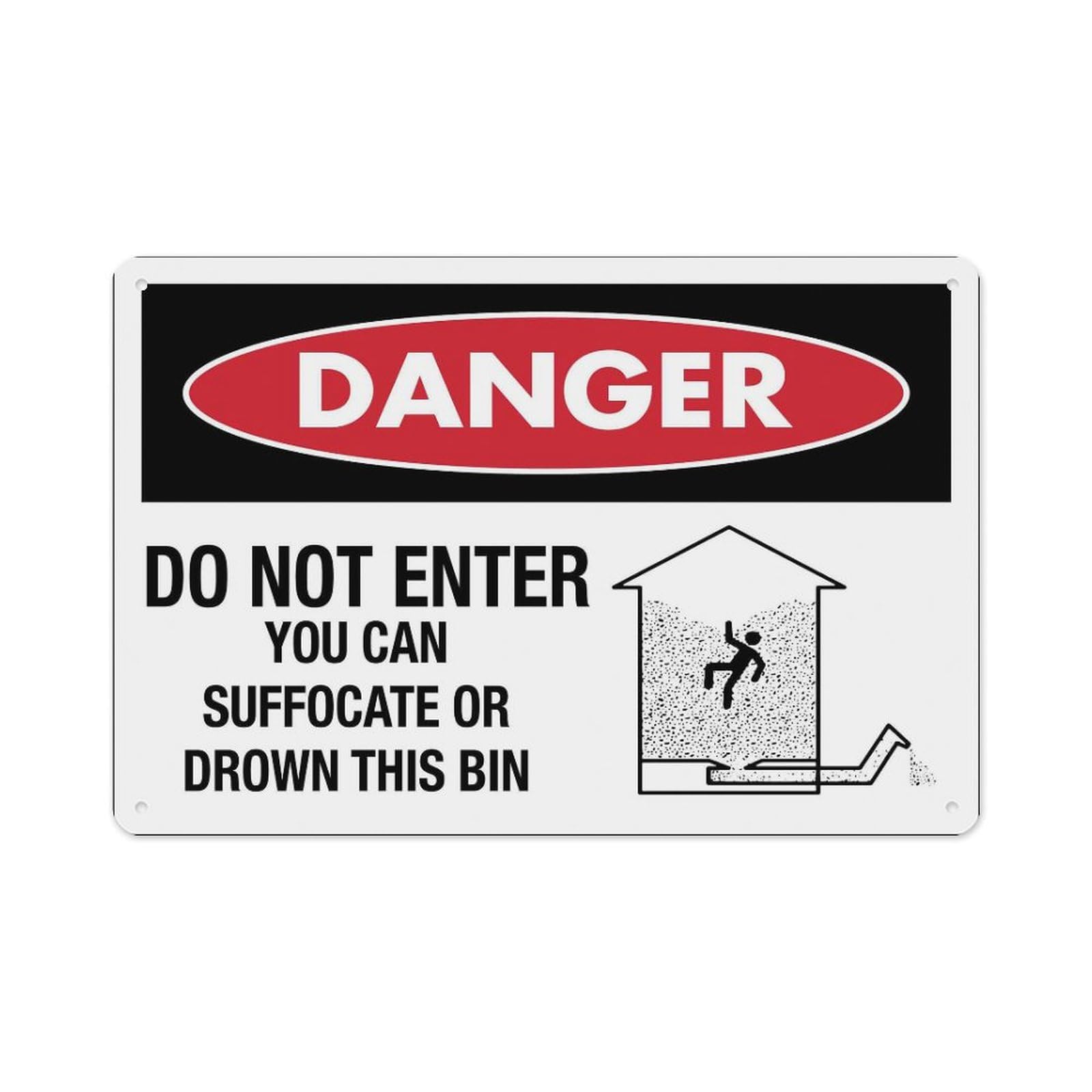 peiyeety Danger DoEnter You Can Suffocate Or Drown This Bin Sign Aluminum Tin Warning Signs for Home Outdoor Garden 12X16 Inches