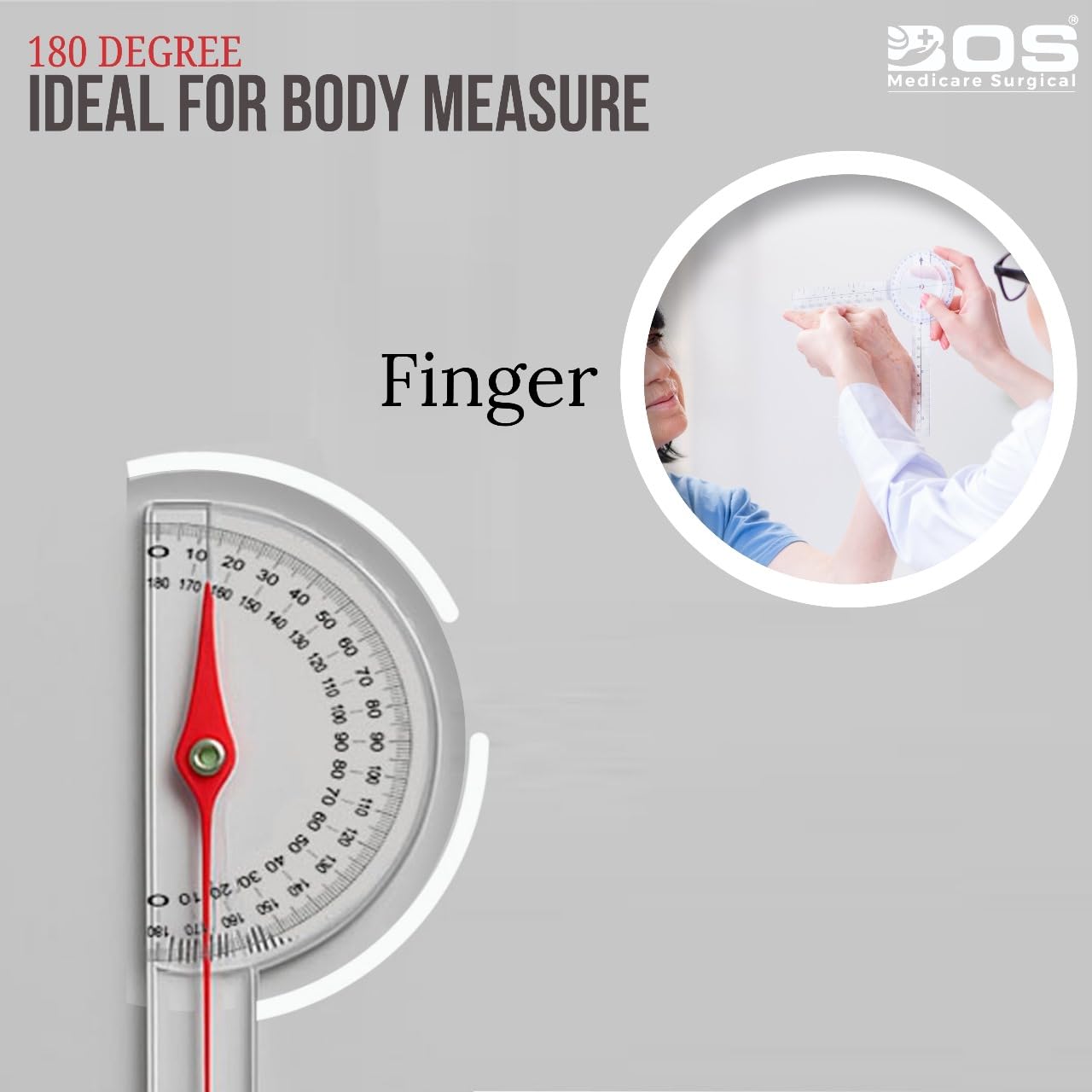 Bos Medicare surgical® | Plastic Transparent Goniometer | Goniometer Protector Set | Medical, Measuring Tools | Joint Angle | ROM | Physiotherapy & Orthopedic Assessment (Complete Set Of 3 Pcs) - Image 4 thumbnail