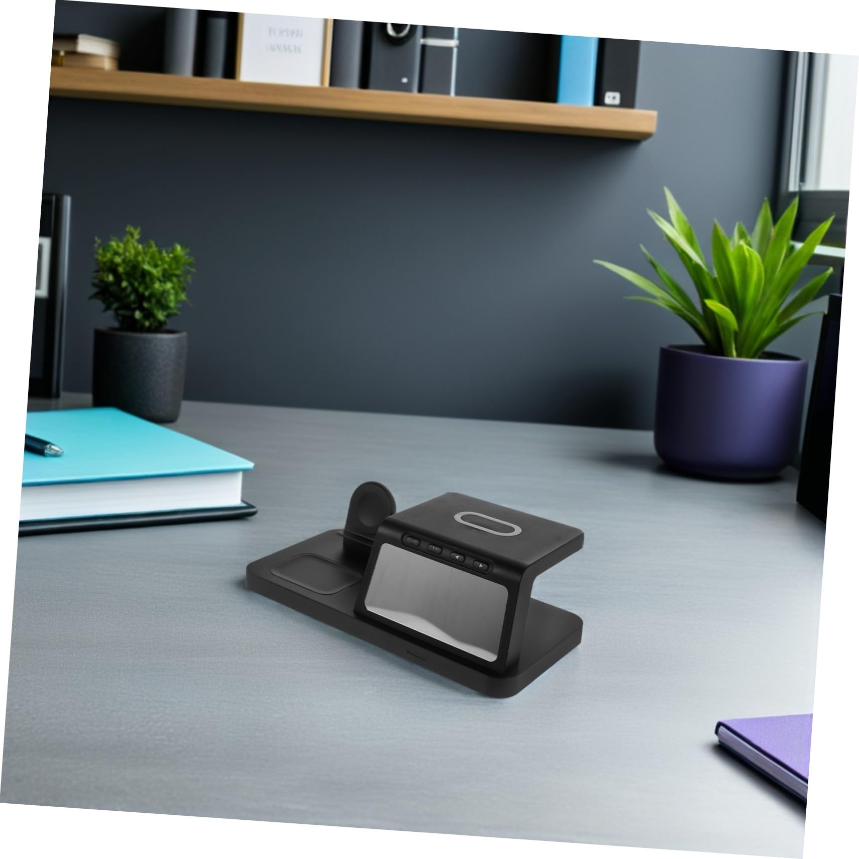 Angoily 15w Caricatore Wireless con Orologio Supporto di Ricarica Dock di Ricarica Rapida da Compatibile con Vari Dispositivi Design Moderno per Comodino e Viaggio
