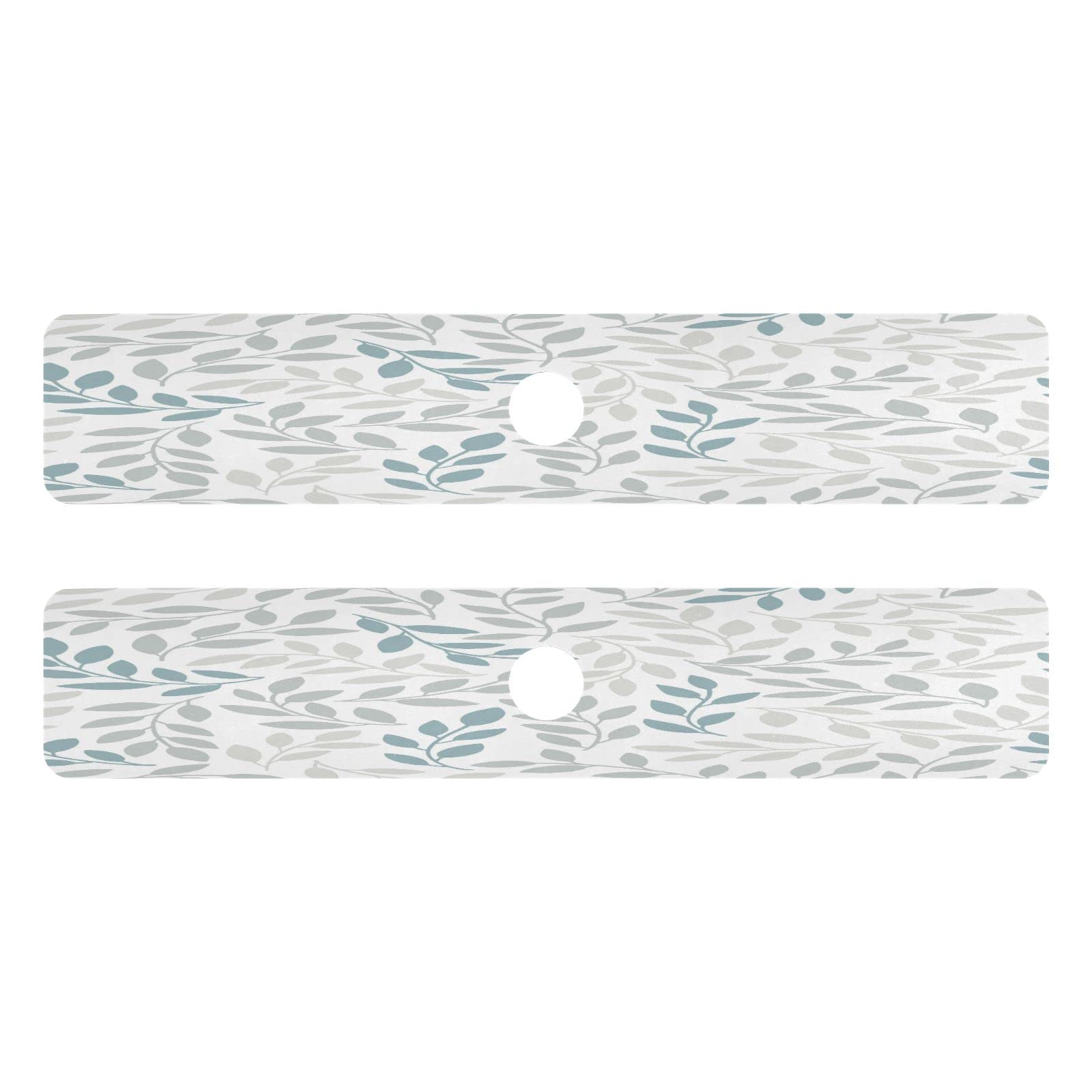 Blue Gray Leaves Faucet Drying mat Silicone Kitchen Faucet Mat Sink Splash Guard Drip Catcher Dish Soap Sponge Holder for Guard Bathroom Farmhouse S