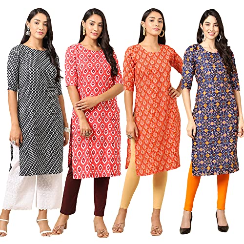 Image of Pinkmint Women's Crepe Digital Print Straight Kurta (RM-348-370-360-366)