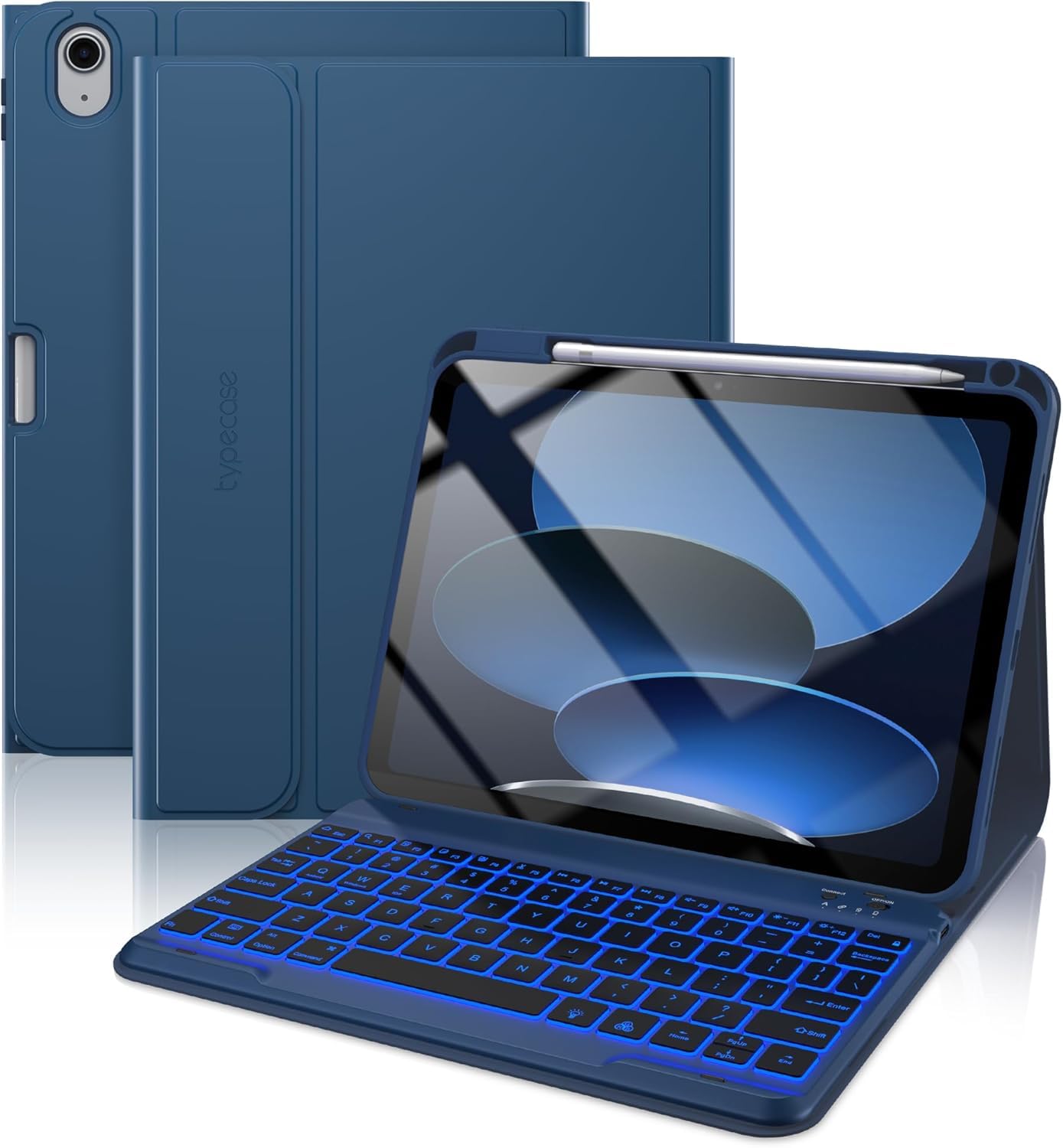 typecase Folio iPad 11th/10th Gen Keyboard Case (11" A16 2025 & 10.9" 2022) – Magnetic Wireless Detachable Keyboard, 7-Color Backlight, Thin & Light, Pencil Holder – Marine Blue-image-47