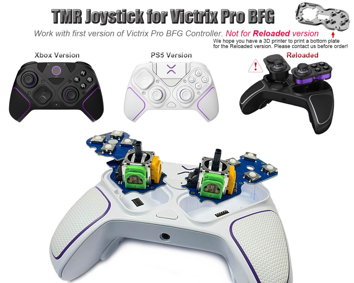 ElecGear TMR Joystick y 8x Microinterruptores Táctiles Repuesto para Victrix Pro BFG Mando, Módulo PCB para Sticks Izquierdo y Derecho con D-Pad y Botones de Función ABXY