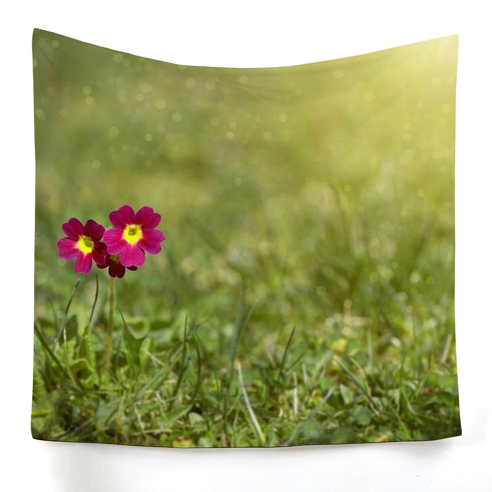 Tenture murale décoration fleurs imprimé mode rouge vert grand format 150x150