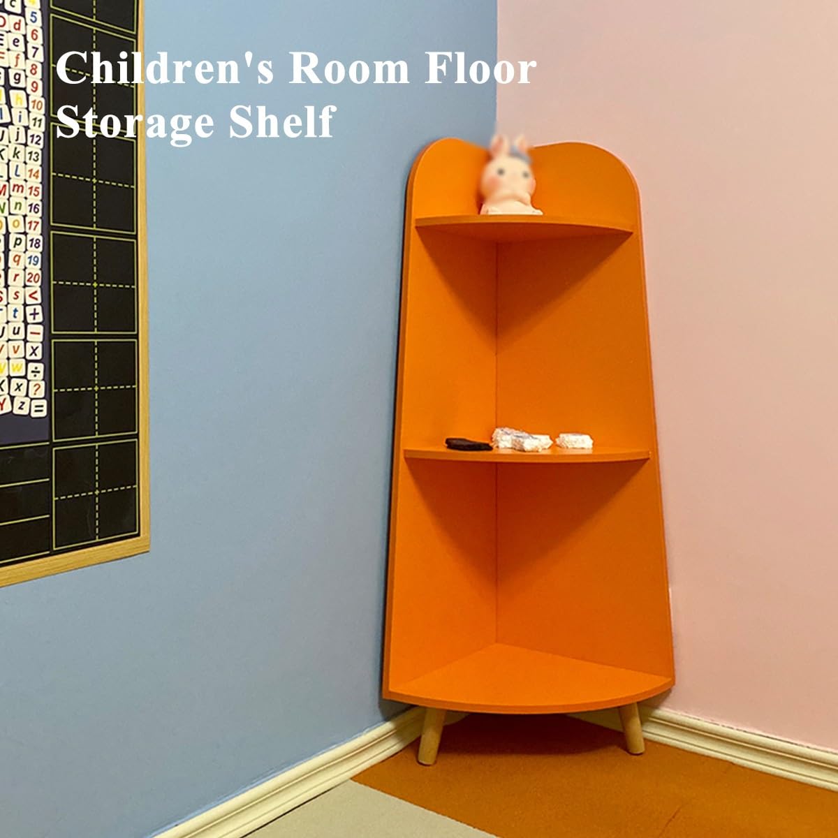 オレンジ色コーナー型ディスプレイ棚