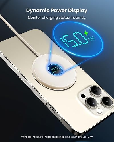 Miniatura 3 de Cargador inalámbrico magnético de 15 W con pantalla de alimentación LED, cargador magnético, para iPhone 15141312 Series, Samsung, Airpods 23propro