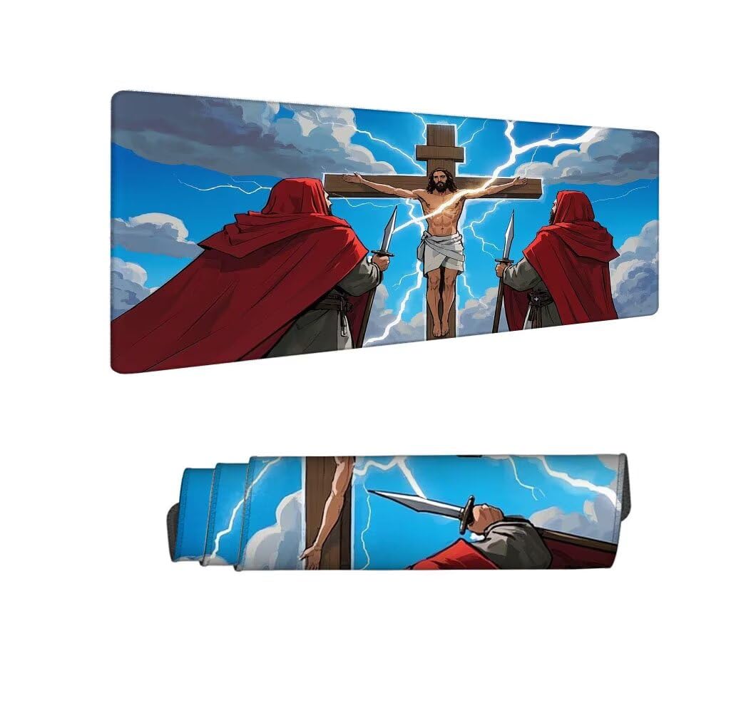 Attraverso Tappetino Mouse XXL 1000x500x3mm, Gaming Tappetino Mouse Cristo Mousepad con Base in Impermeabile Gomma Antiscivolo per Tastiera, PC, Computer Ufficio Idea Regalo per Festa del Papà X-962
