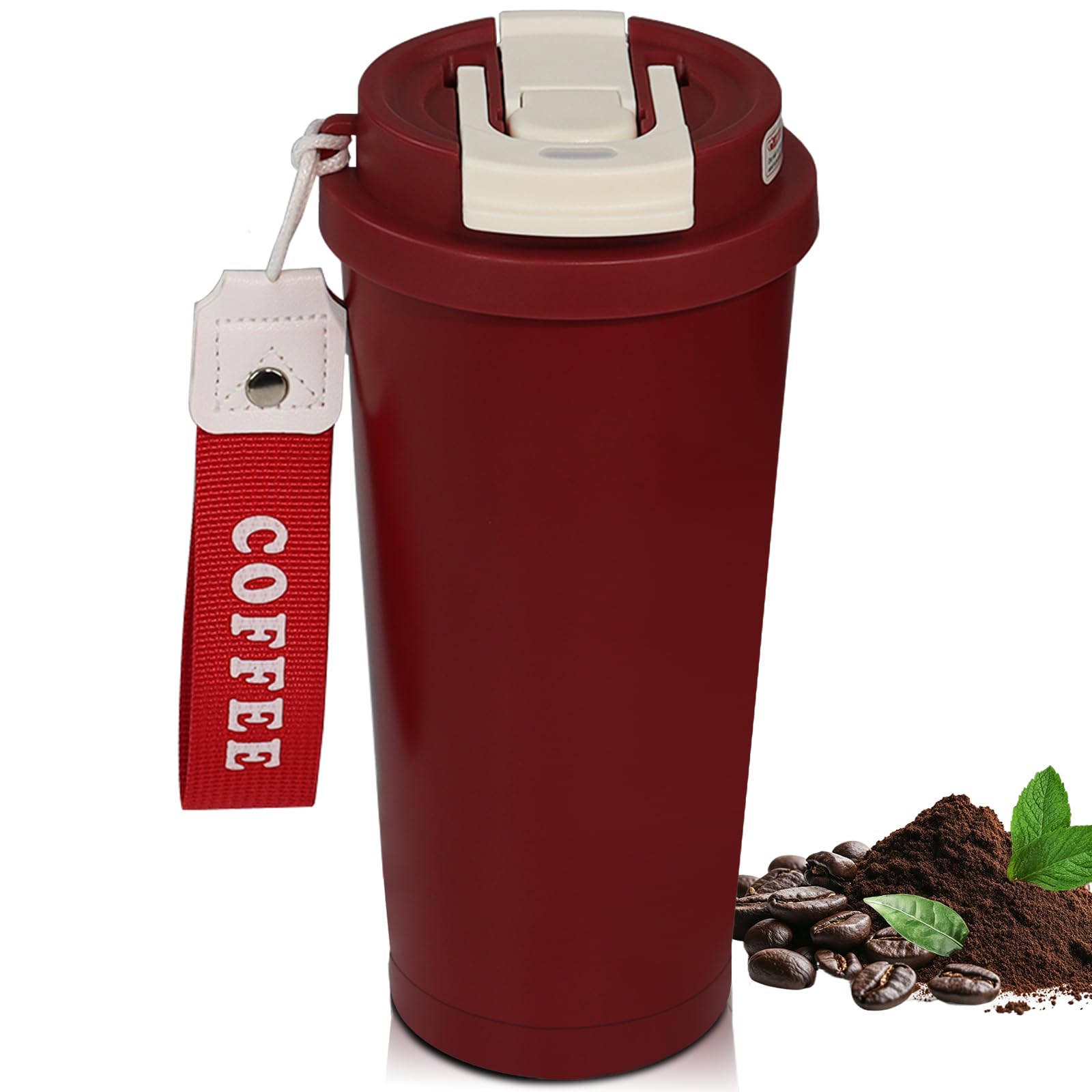 DITOSH Insulated Coffee Tumbler 530ml Travel Coffee Mug 316 Stainless Steel Dual Drink Openings Leakproof Lid Reusable Insulated Coffee Mug Hot and Cold Ideal Travel Mug for Coffee Lover Daily