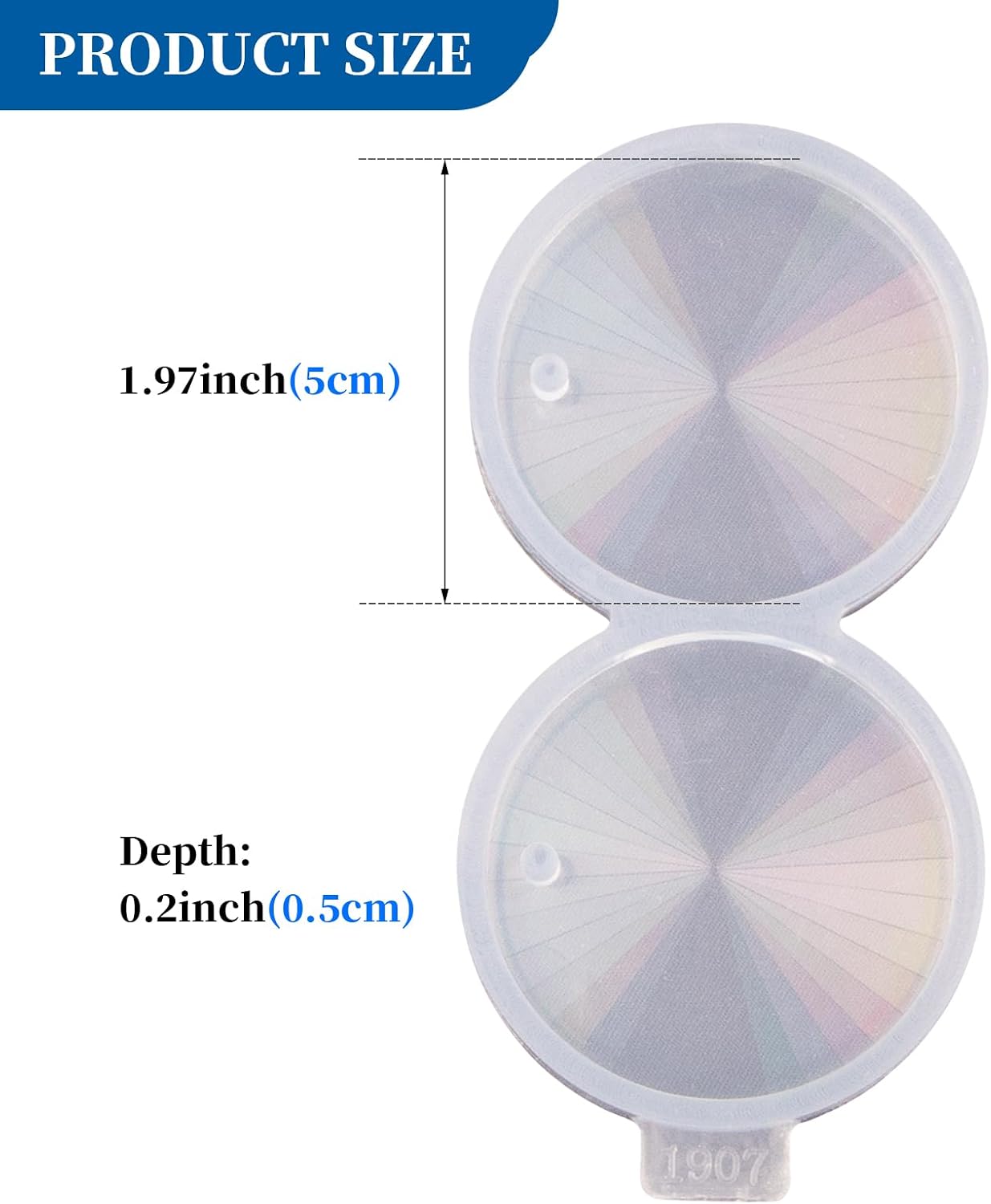 Angel Wings Super Glossy 2" Round Silicone Mold 2-Cavities Holographic Round Shape Keychain Molds Coaster Mold for Epoxy Resin Casting DIY Keychain Pendant Charm Crafts