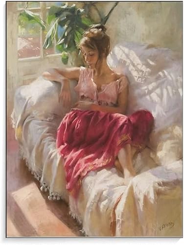Miniatura 1 de Figurative Oil Painting Vicente Romero Redondo A Woman Lying on A Sofa Canvas Wall Art Prints for Wall Decor Room Decor Bedroom Decor Gifts