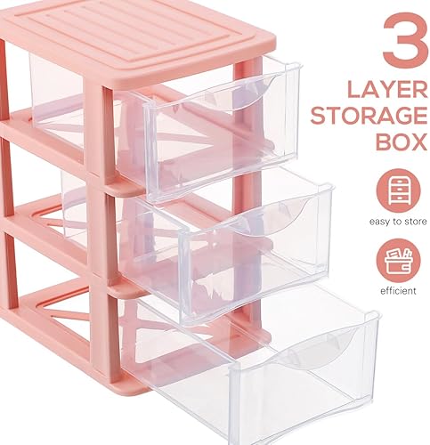 Miniatura 6 de DOITOOL Organizador de almacenamiento de 3 cajones, organizador de maquillaje de plástico, estación de almacenamiento, escritorio para suministros