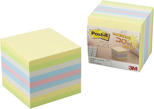 3M Post-it Sticky Notes, Small Cube, Pastel Color, 2.0 x 2.0 inches 50 x 50 mm, 450 Sheets, Eco Mark Certified Product, Green Purchase Law Compliant