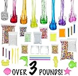 Trika Toyz Slime DIY Kit (Girls/Boys) - Slime Making/Mixing Supplies, Containers, Clear Slime 28oz/800g, Fluffy Foam, Crunchy Fishbowl Beads, Fruit Slices, Glitter, Glow Powder, & More