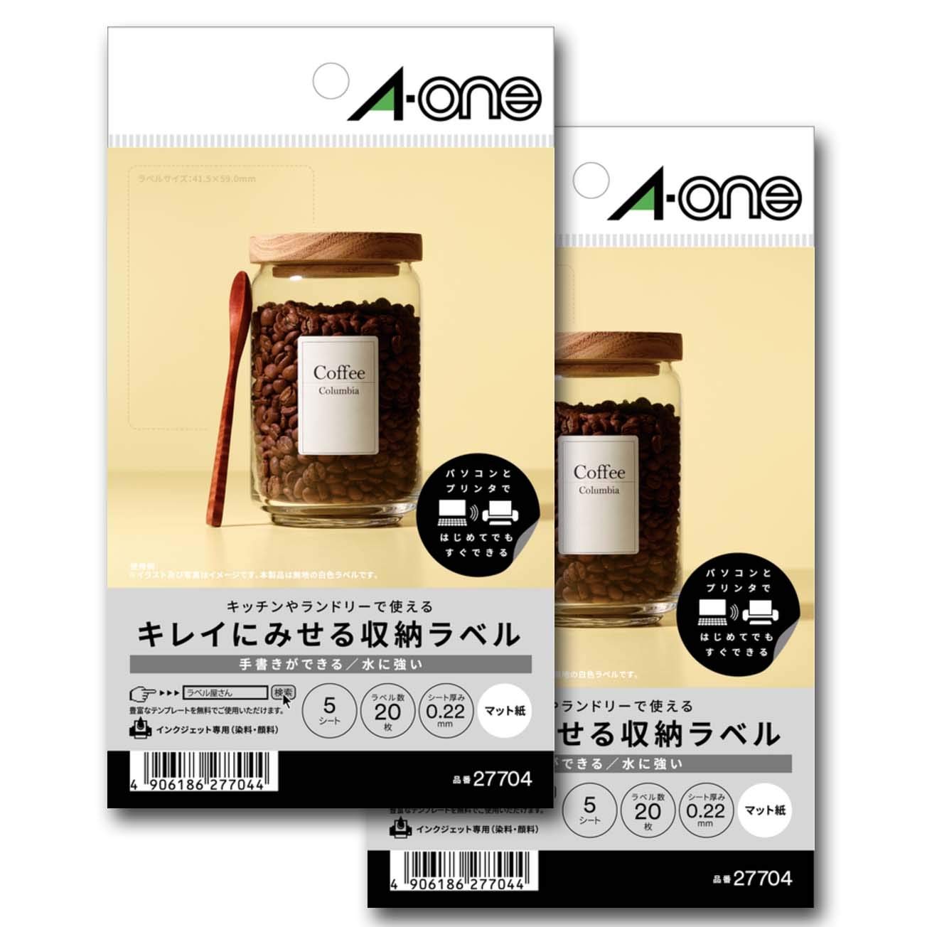 Amazon.co.jp: A-One 27704-2P 27704-2P Clear Storage Labels, Water