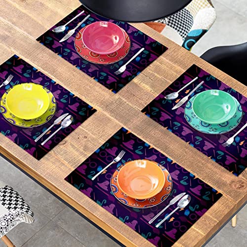Set de table tissu Oxford motif magique violet x4 lavable - 8