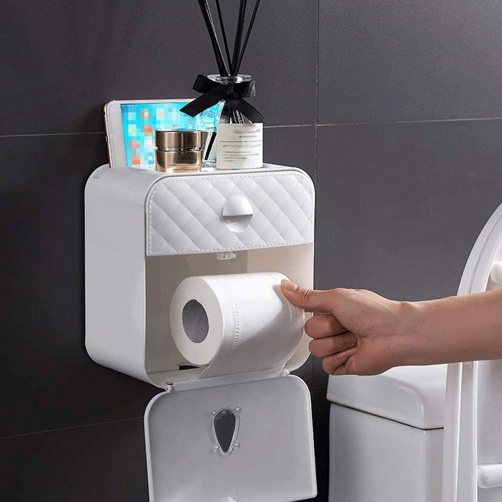 Dispenser di asciugamani di carta fissato al muro, bagno Dispenser di carta igienica senza perforazione senza perforazione Supporto for sacchetti di immondizia Dispenser di estrazione di carta for la