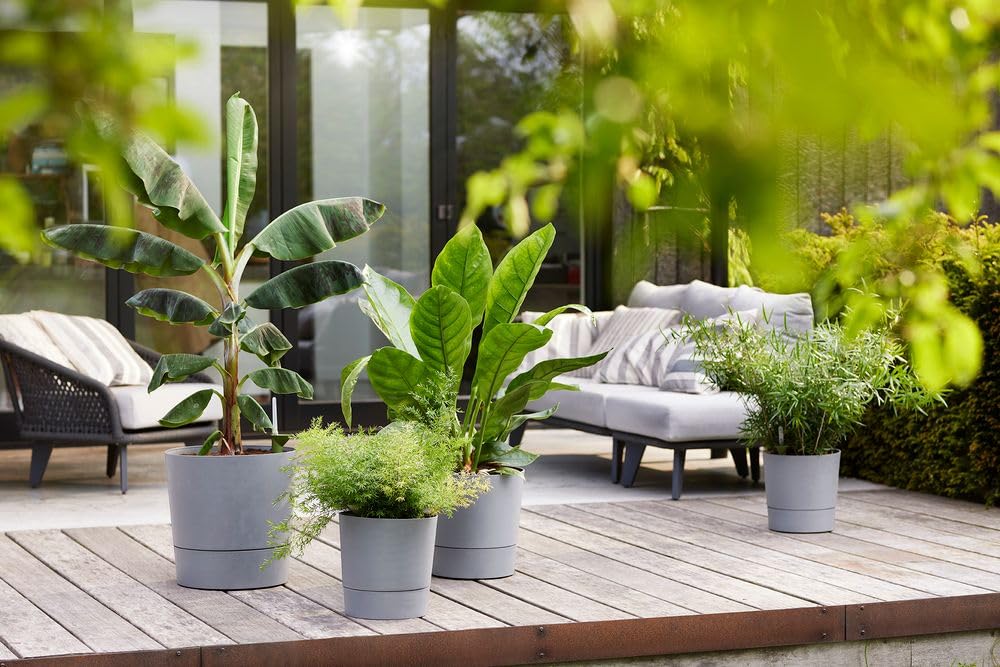 Elho Greensense Aqua Care Rond 43cm Pot de Fleur - Ciment Clair