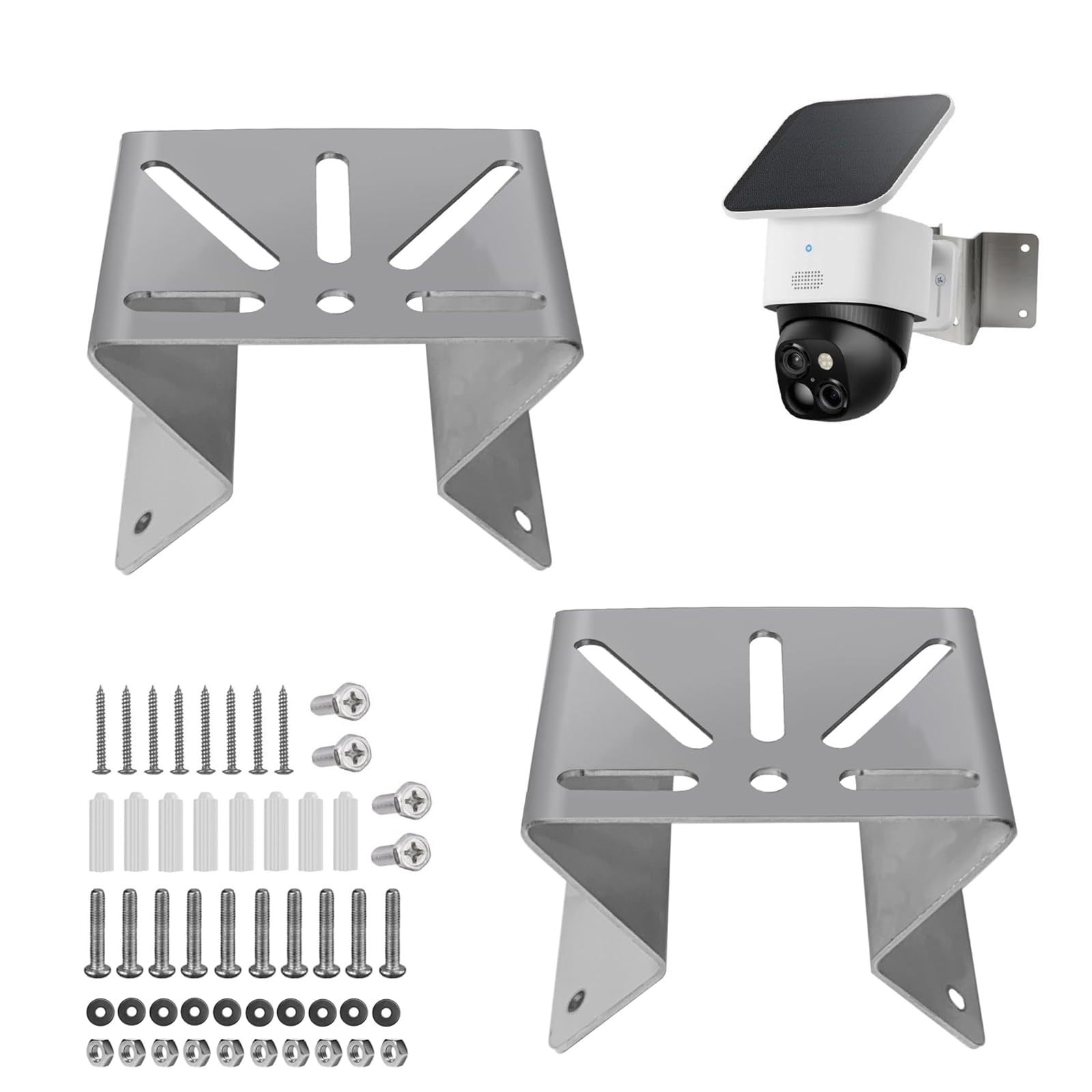 Luckwaii Metal Corner Mount for Eufy Solocam S340,2Pcs Stainles Steel Holder Wide Angle Bracket View Range 270° on Both Sides of Exterior Wall Corner Bracket for PTZ CCTV Surveillance Camera Adapter