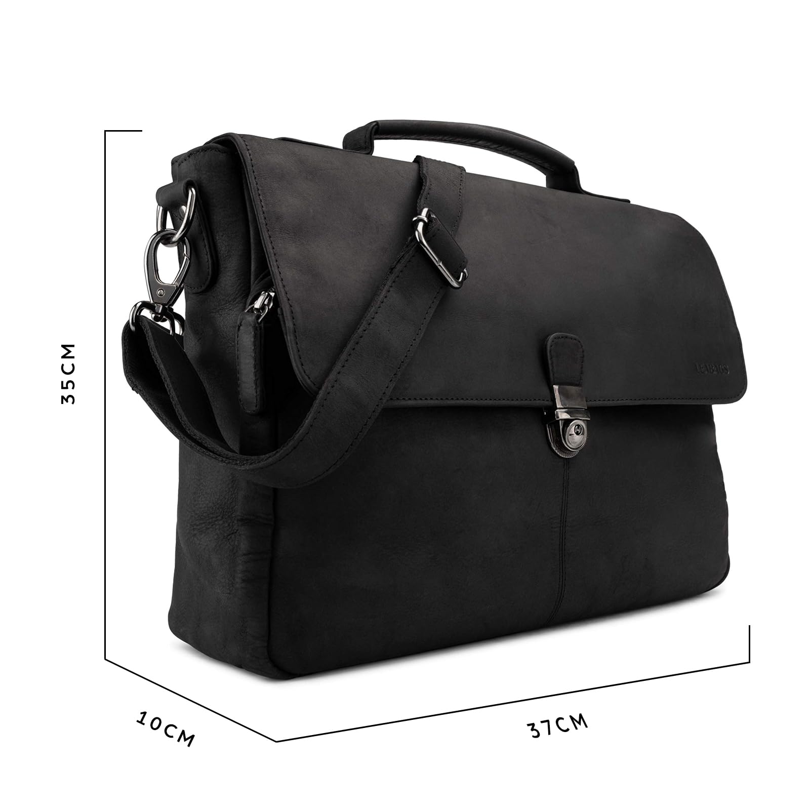 LEABAGS Sac à bandoulière en cuir pour hommes et femmes | Sac pour ordinateur portable jusqu'à 15 pouces | Sangle d'épaule | Sac messager | Sac de travail | Sac d'enseignant