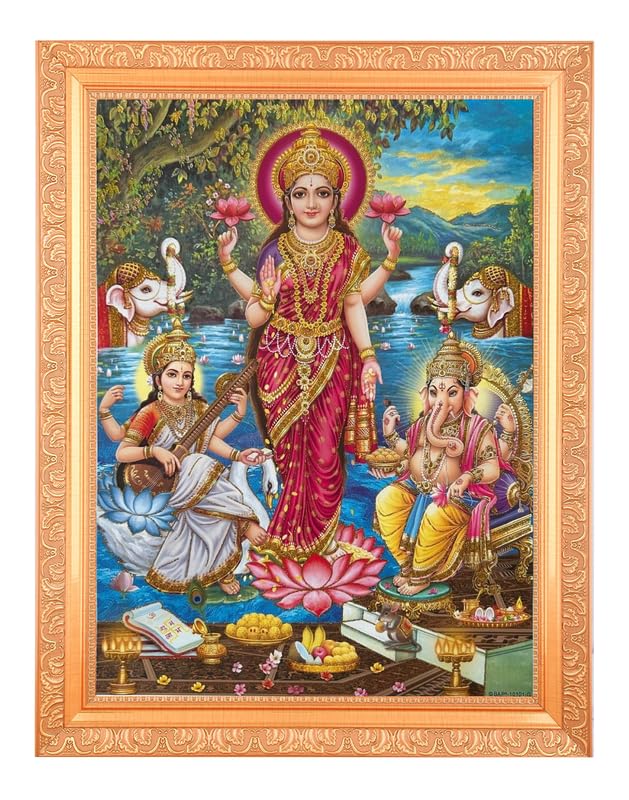 Cadre Photo Lakshmi Poojan Décoration Spirituelle Salon et Espace Prière