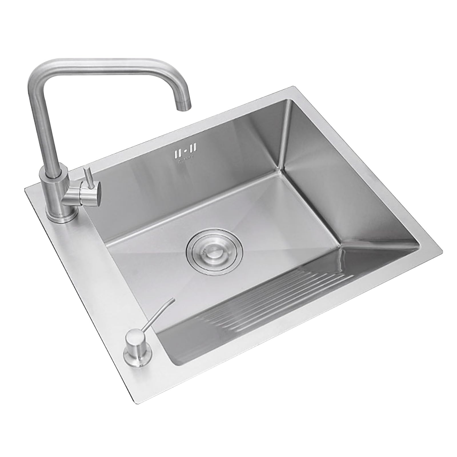 TAXXII Utility Sink Laundry Tub, Slop Sinks for Washing Room, Basement, Garage Or Shop Prep & Hand Basin(60X45cm/23.6X17.7in,Left Faucet)